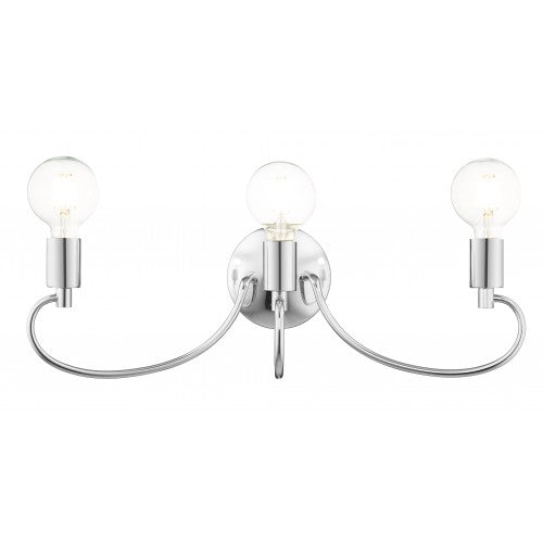 ##Antique Hardware## 3 Light Polished Chrome Bath Vanity