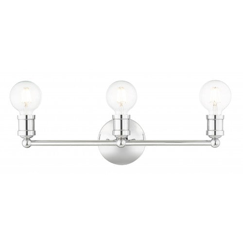 ##Antique Hardware## 3 Light Polished Chrome Bath Vanity