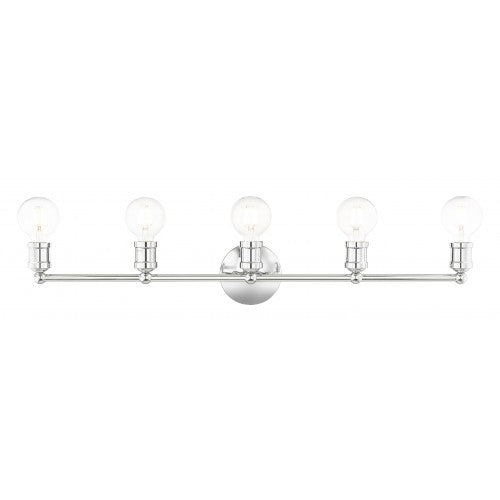 Antique Hardware 5 Light Polished Chrome Bath Vanity Wall Sconce