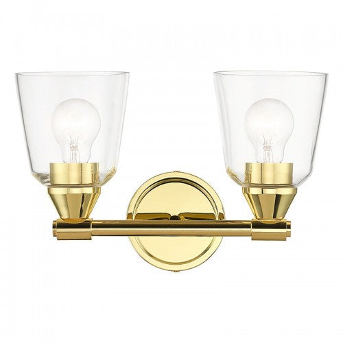 ##Antique Hardware## 2 Light Polished Brass Vanity Sconce
