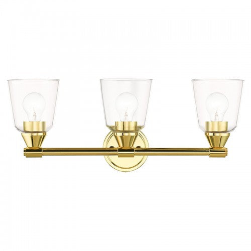 ##Antique Hardware## 3 Light Polished Brass Vanity Sconce