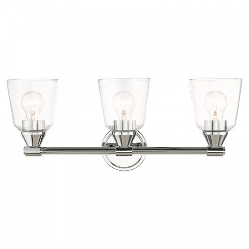 ##Antique Hardware## 3 Light Polished Chrome Vanity Sconce