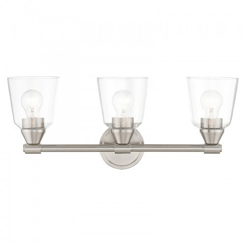 ##Antique Hardware## 3 Light Brushed Nickel Vanity Sconce