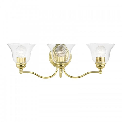 ##Antique Hardware## 3 Light Polished Brass Vanity Sconce