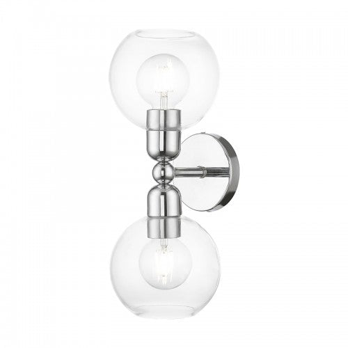##Antique Hardware## 2 Light Polished Chrome Sphere Vanity Sconce