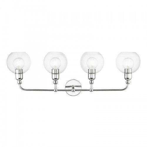 ##Antique Hardware## 4 Light Polished Chrome Large Sphere Vanity Sconce
