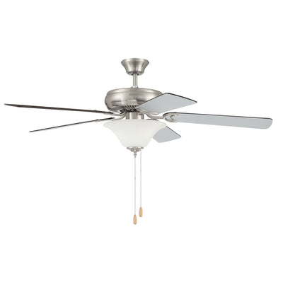 Antique Hardware 52" Decorator's Choice 2 Light in Brushed Polished Nickel w/ Brushed Nickel/Walnut Blades Ceiling Fan