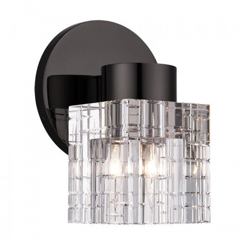 ##Antique Hardware## 1 Light Black Chrome Crystal Single Sconce