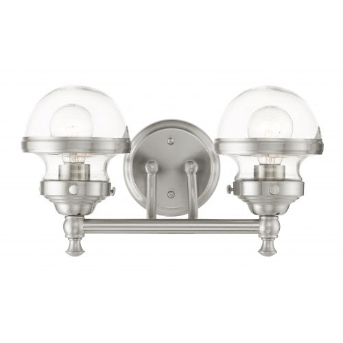 ##Antique Hardware## 2 Light Brushed Nickel Bath Vanity