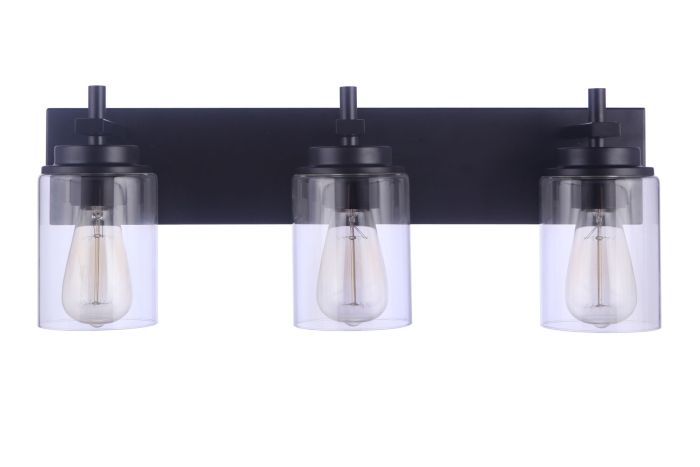 ##Antique Hardware## Reeves 3 Light Vanity in Flat Black