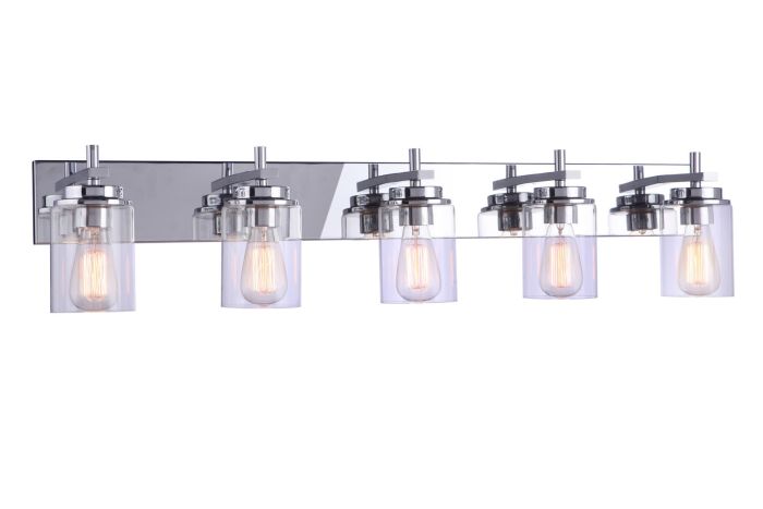 ##Antique Hardware## Reeves 5 Light Vanity in Chrome