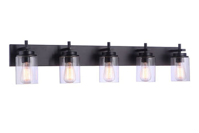 ##Antique Hardware## Reeves 5 Light Vanity in Flat Black