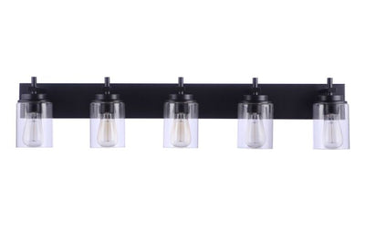 ##Antique Hardware## Reeves 5 Light Vanity in Flat Black