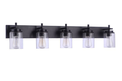 ##Antique Hardware## Reeves 5 Light Vanity in Flat Black