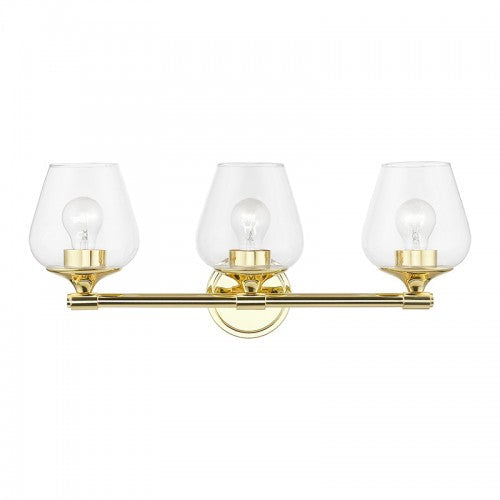 ##Antique Hardware## 3 Light Polished Brass Vanity Sconce