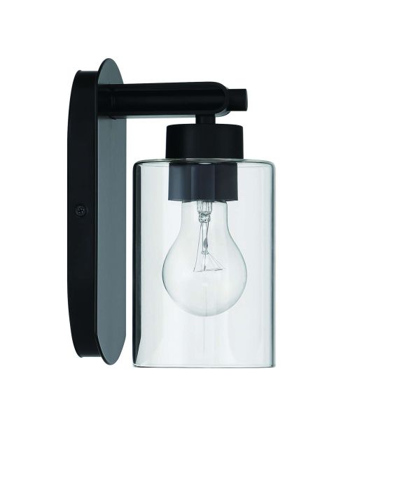 ##Antique Hardware## Hendrix 1 Light Wall Sconce in Flat Black