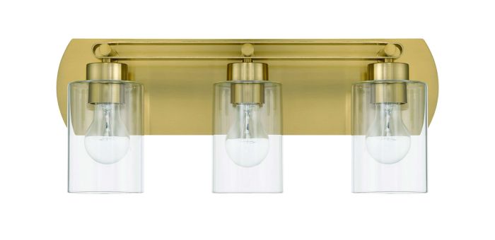 ##Antique Hardware## Hendrix 3 Light Vanity in Satin Brass