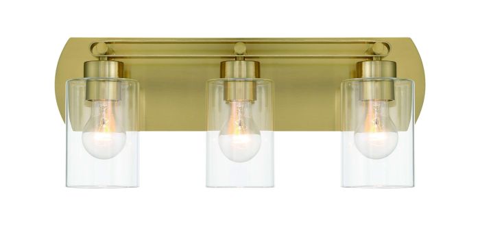 ##Antique Hardware## Hendrix 3 Light Vanity in Satin Brass