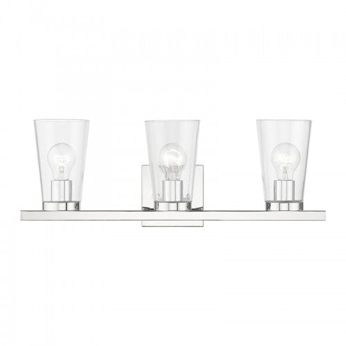 ##Antique Hardware## 3 Light Polished Chrome Vanity Sconce
