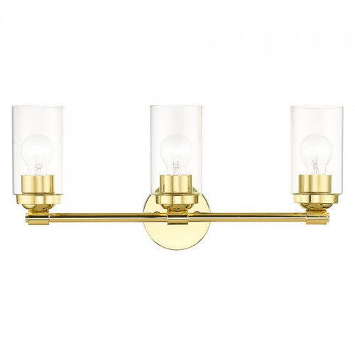##Antique Hardware## 3 Light Polished Brass Vanity Sconce