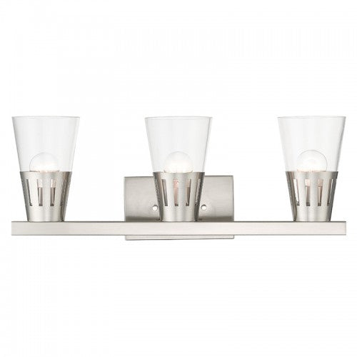 ##Antique Hardware## 3 Light Brushed Nickel Vanity Sconce