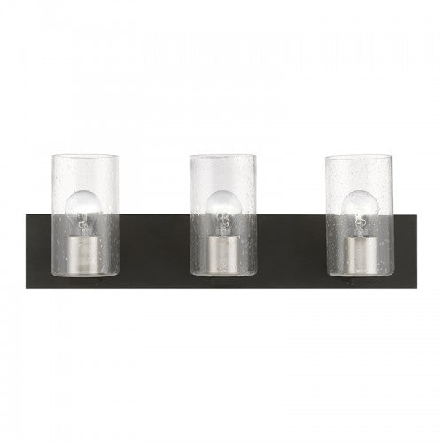 ##Antique Hardware## 3 Light Black with Brushed Nickel Accents Vanity Sconce