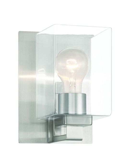 ##Antique Hardware## McClane 1 Light Wall Sconce in Brushed Polished Nickel