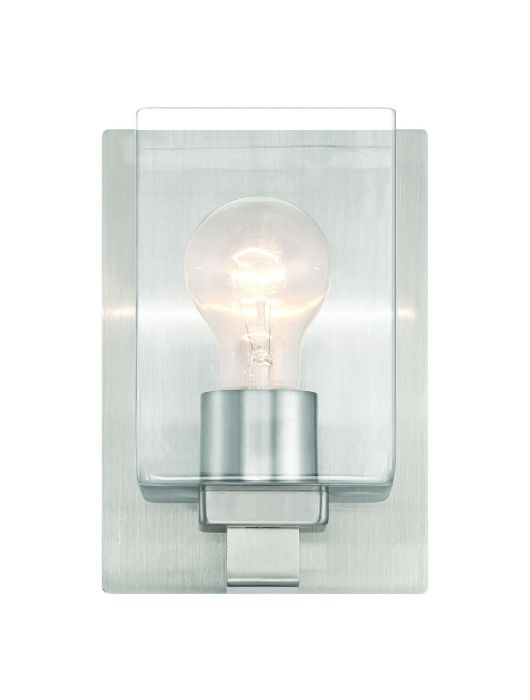 ##Antique Hardware## McClane 1 Light Wall Sconce in Brushed Polished Nickel