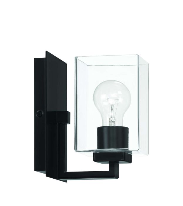 ##Antique Hardware## McClane 1 Light Wall Sconce in Flat Black