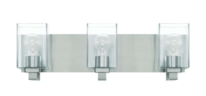 ##Antique Hardware## McClane 3 Light Vanity in Brushed Polished Nickel