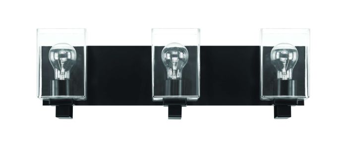 ##Antique Hardware## McClane 3 Light Vanity in Flat Black