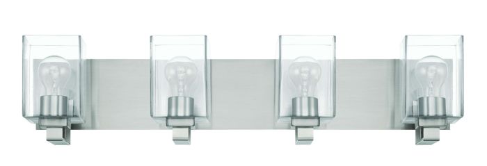 ##Antique Hardware## McClane 4 Light Vanity in Brushed Polished Nickel