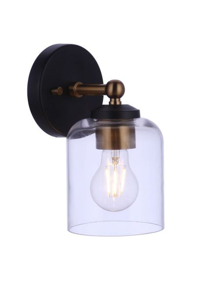 ##Antique Hardware## Coppa 1 Light Wall Sconce in Flat Black/Satin Brass