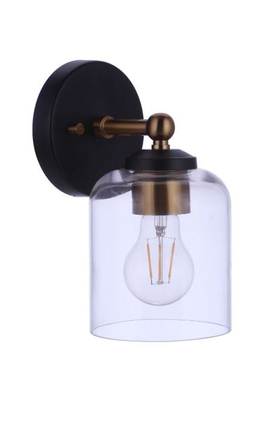 ##Antique Hardware## Coppa 1 Light Wall Sconce in Flat Black/Satin Brass