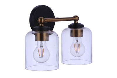 ##Antique Hardware## Coppa 2 Light Vanity in Flat Black/Satin Brass