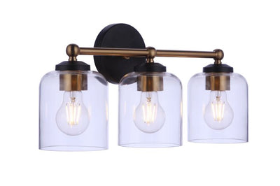 ##Antique Hardware## Coppa 3 Light Vanity in Flat Black/Satin Brass