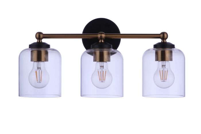 ##Antique Hardware## Coppa 3 Light Vanity in Flat Black/Satin Brass