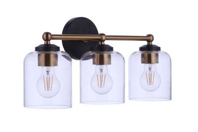 ##Antique Hardware## Coppa 3 Light Vanity in Flat Black/Satin Brass