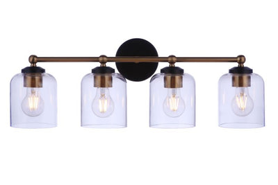 ##Antique Hardware## Coppa 4 Light Vanity in Flat Black/Satin Brass