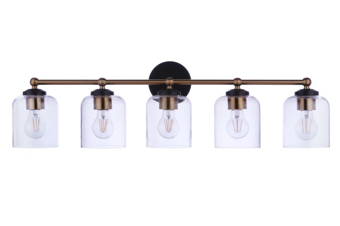 ##Antique Hardware## Coppa 5 Light Vanity in Flat Black/Satin Brass