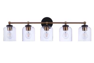 ##Antique Hardware## Coppa 5 Light Vanity in Flat Black/Satin Brass