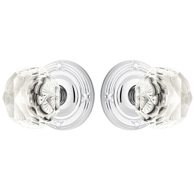 Antique Hardware Emtek Diamond Crystal Door Knob Set With Ribbon & Reed Rosette (Several Finish Options) EMTEK GLASS CRYSTAL DIAMOND DOOR KNOB