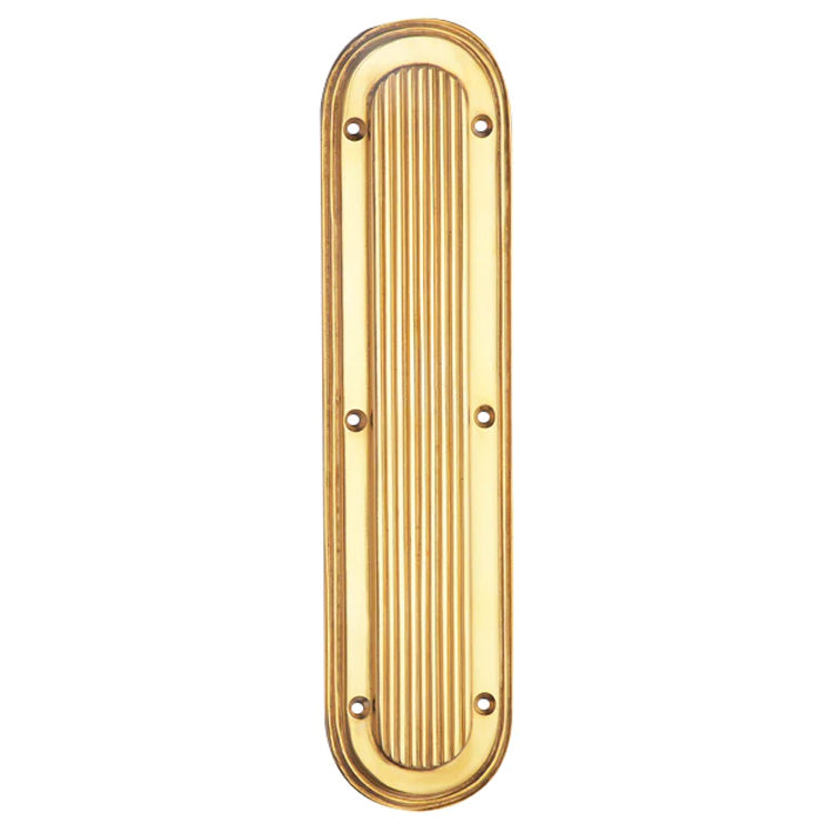 Open Box Sale Item 10 1/2 Inch Classic Art Deco Solid Brass Push Plate (Polished Brass Finish)