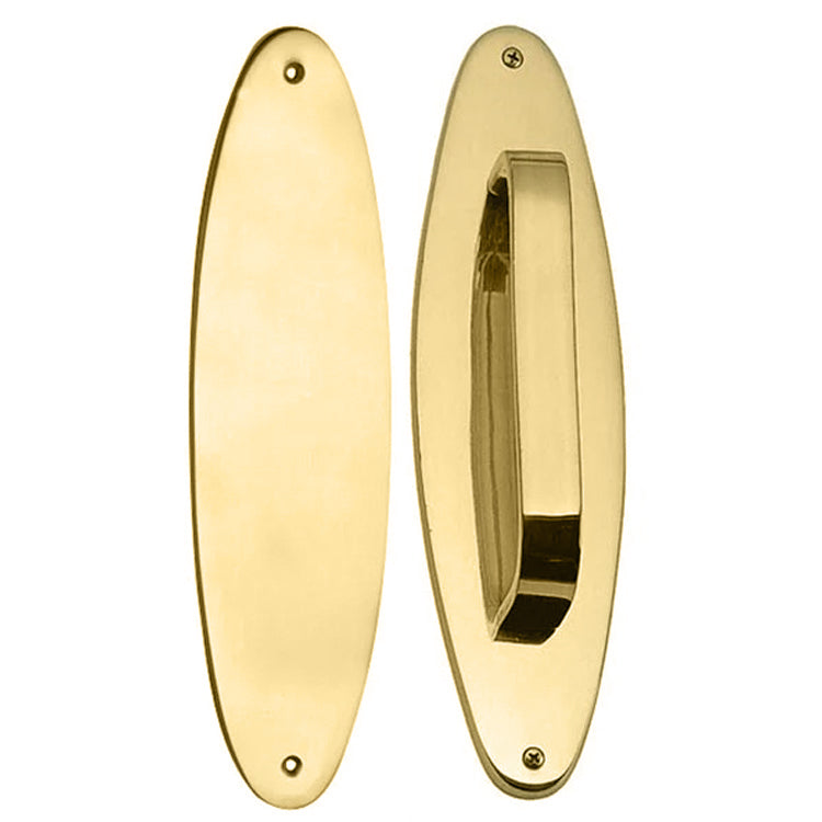 11 Inch Solid Brass Oval Push and Pull Plate Set Polished Brass Finish