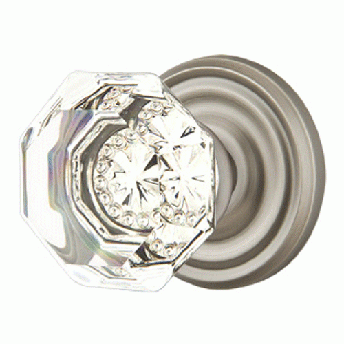 Antique Hardware Emtek Crystal Old Town Clear Door Knob Set With Regular Rosette (Several Finish Options) EMTEK CRYSTAL DOOR KNOB