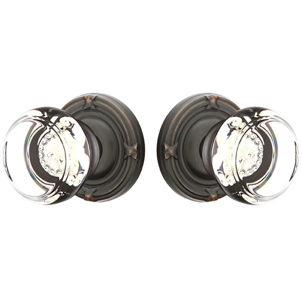 Antique Hardware Emtek Crystal Georgetown Door Knob Set With Ribbon & Reed Rosette (Several Finish Options) EMTEK GLASS CRYSTAL GEORGETOWN DOOR KNOB