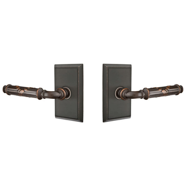 ##Antique Hardware## Solid Brass Ribbon & Reed Lever With Rectangular Rosette (Many Finishes Available)