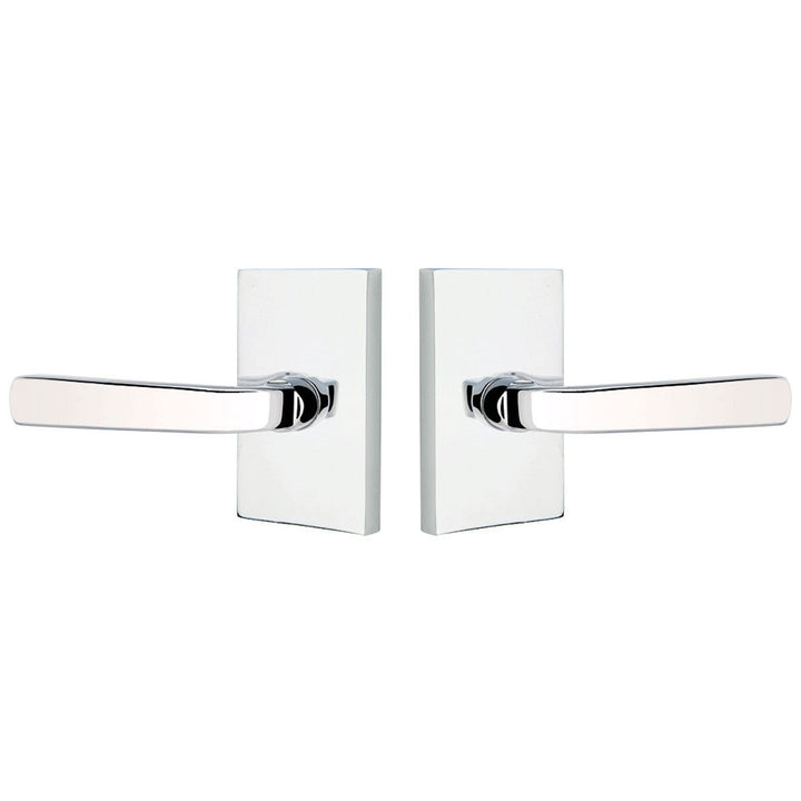 ##Antique Hardware## Brass Modern Hardware - Double Dummy Sion Door Lever With Modern Rectangular Rosette in Satin Brass - 5052SIOUS4 - Emtek Hardware