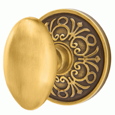 ##Antique Hardware## Solid Brass Egg Door Knob Set With Lancaster Rosette (Several Finish Options)