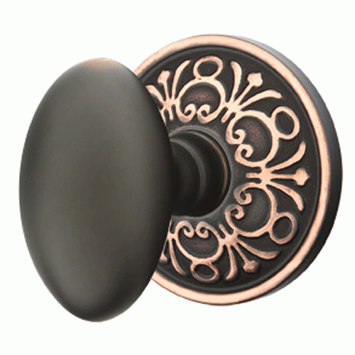 ##Antique Hardware## Solid Brass Egg Door Knob Set With Lancaster Rosette (Several Finish Options)